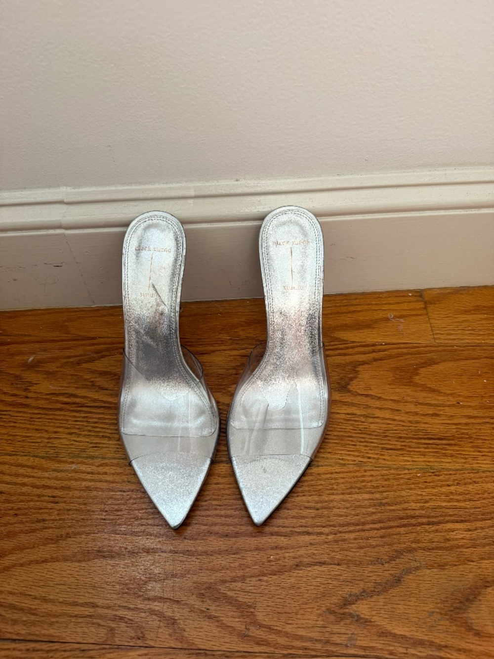 Black Suede Studio Clear Heels
